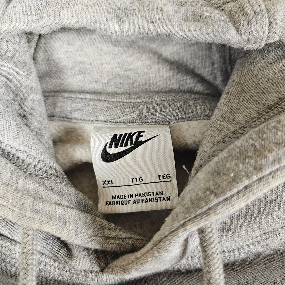Nike Sportswear Club Fleece Hoodie Mens XXL Gray Pullover Classic Embroidered